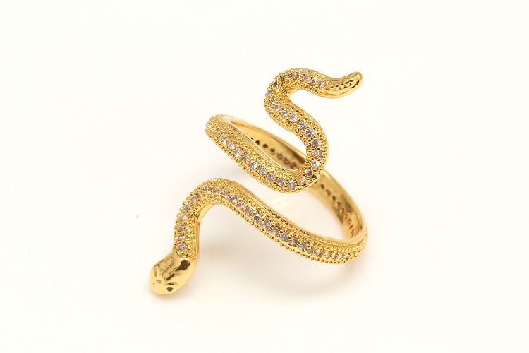 [W] CH5092-Gold Plated E-Coat Anti Tarnish-(10pcs)-CZ Snake Ring, Adjustable Gold Ring-Unique Snake Ring-Nickel Free-Wholesale Ring, [PRODUCT_SEARCH_KEYWORD], JEWELFINGER-INBEAD, [CURRENT_CATE_NAME]