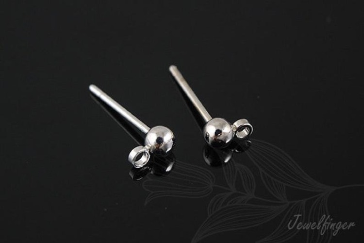 [W] B118-Ternary Alloy Plated (60pairs)-3mm Ball Ear Post-Brass Ball Post Ear Stud-Earring component-Ni Free, [PRODUCT_SEARCH_KEYWORD], JEWELFINGER-INBEAD, [CURRENT_CATE_NAME]