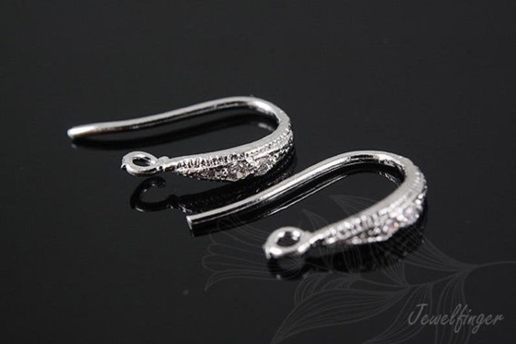 B545-Rhodium Plated (1pairs)-CZ hook earring-Ear Hook-Nickel free, [PRODUCT_SEARCH_KEYWORD], JEWELFINGER-INBEAD, [CURRENT_CATE_NAME]