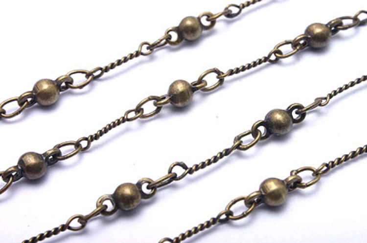 A024-Antique Brass 2.5 mm Ball chain(50cm), [PRODUCT_SEARCH_KEYWORD], JEWELFINGER-INBEAD, [CURRENT_CATE_NAME]