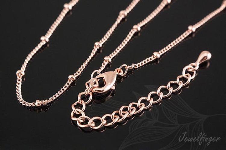 B196-130B-1 Chain 47cm-Pink Gold plated Ready made neckalce (1piece), [PRODUCT_SEARCH_KEYWORD], JEWELFINGER-INBEAD, [CURRENT_CATE_NAME]