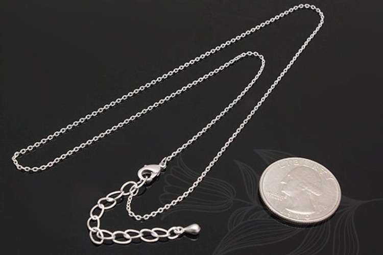 [W] B212-235S 4DC Chain 47cm-Matt Rhodium Plated Ready Made Necklace (20pcs), [PRODUCT_SEARCH_KEYWORD], JEWELFINGER-INBEAD, [CURRENT_CATE_NAME]