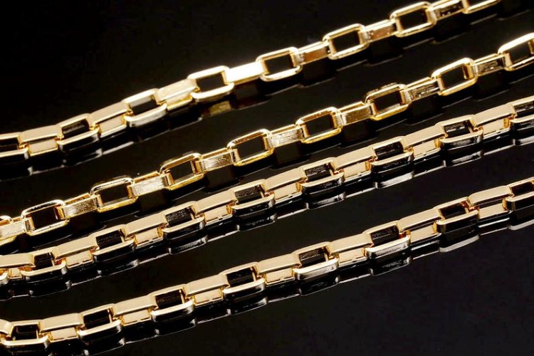 [W] A515-Gold Plated-5*3mm Box 3.0 B Chain- Rectangle Link Chain (20M), [PRODUCT_SEARCH_KEYWORD], JEWELFINGER-INBEAD, [CURRENT_CATE_NAME]