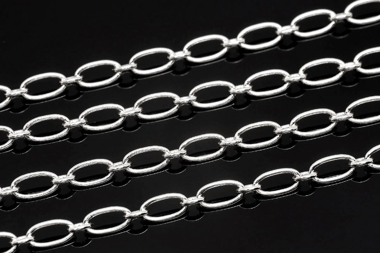 [W] A517-Rhodium Plated-6.5*3.2mm FG 260 SB S Chain-Oval Link Chain (20M), [PRODUCT_SEARCH_KEYWORD], JEWELFINGER-INBEAD, [CURRENT_CATE_NAME]