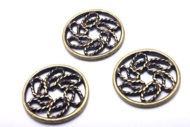 B411-Flower Circle 12mm Antique Brass plated (6개), [PRODUCT_SEARCH_KEYWORD], JEWELFINGER-INBEAD, [CURRENT_CATE_NAME]