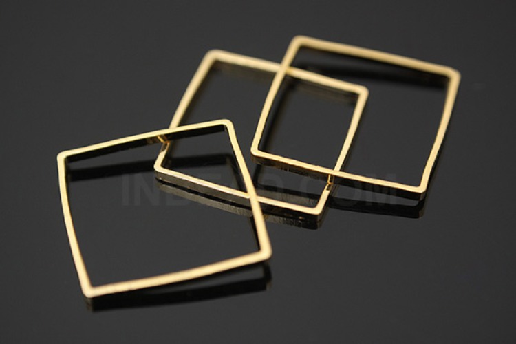 B475- Gold plated Pipe slice Rectangle pendant 15mm (4 pcs), [PRODUCT_SEARCH_KEYWORD], JEWELFINGER-INBEAD, [CURRENT_CATE_NAME]