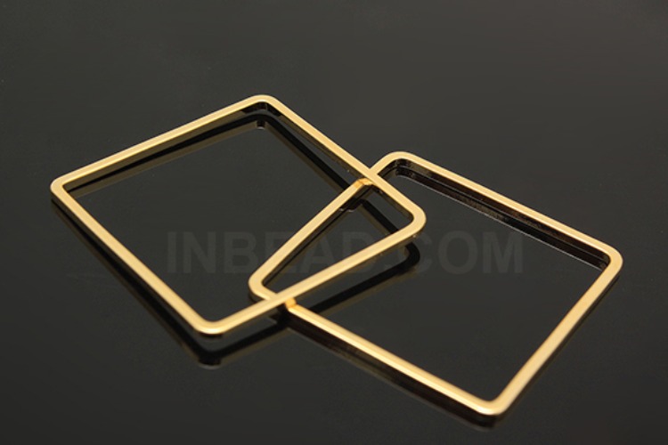 B419- Gold plated Pipe slice Rectangle pendant 25mm (4 pcs), [PRODUCT_SEARCH_KEYWORD], JEWELFINGER-INBEAD, [CURRENT_CATE_NAME]