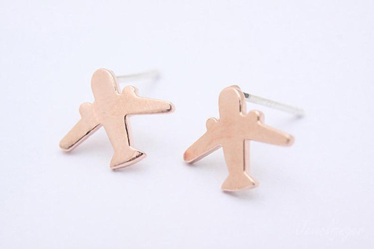[W] S610-Pink Gold Plated (10pairs)-Aircraft Earring-Airplane Earring-Silver Post, [PRODUCT_SEARCH_KEYWORD], JEWELFINGER-INBEAD, [CURRENT_CATE_NAME]