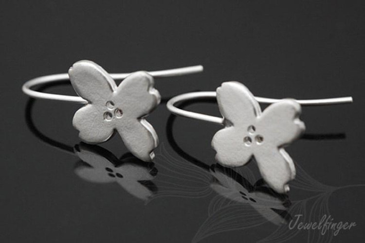 C758-Matt Rhodium Plated (1pairs)-Flower Earring Hooks, [PRODUCT_SEARCH_KEYWORD], JEWELFINGER-INBEAD, [CURRENT_CATE_NAME]