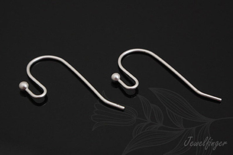 B636-Matt Rhodium Plated (10pairs)-2mm Ball Earwires-French Hook Ear Wire-French wire hook, [PRODUCT_SEARCH_KEYWORD], JEWELFINGER-INBEAD, [CURRENT_CATE_NAME]