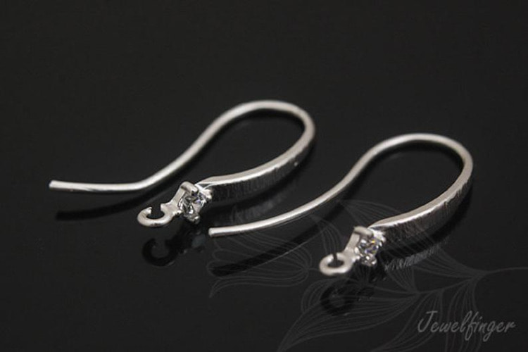 C711-Matt Rhodium Plated (2pairs)-CZ hook earring, [PRODUCT_SEARCH_KEYWORD], JEWELFINGER-INBEAD, [CURRENT_CATE_NAME]