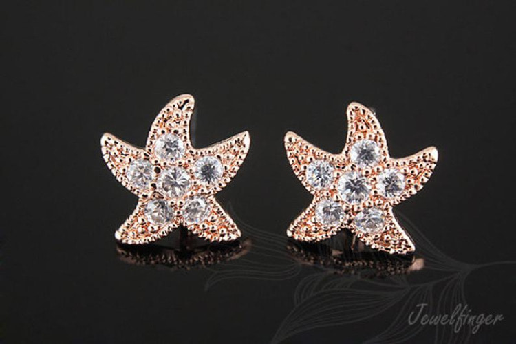 [W] B425-Pink Gold Plated (10pairs)-Starfish Post Earring-Silver Post, [PRODUCT_SEARCH_KEYWORD], JEWELFINGER-INBEAD, [CURRENT_CATE_NAME]