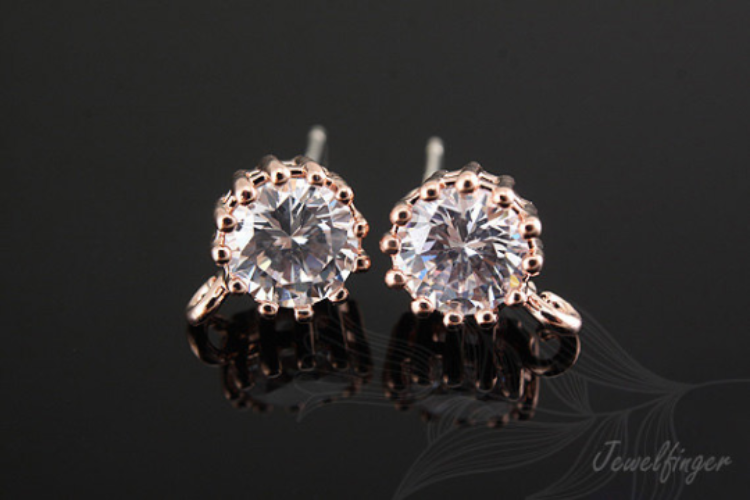H697-Pink Gold Plated (1pairs)-CZ Post Earring-Silver Post, [PRODUCT_SEARCH_KEYWORD], JEWELFINGER-INBEAD, [CURRENT_CATE_NAME]