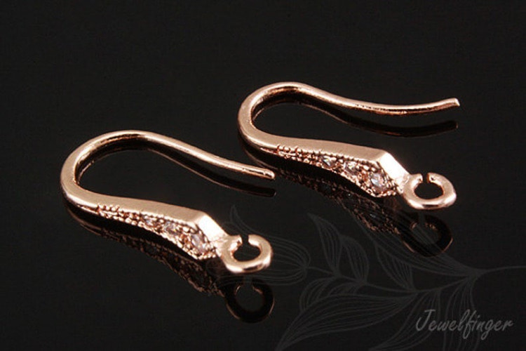 B062-Pink Gold Plated (1pairs)-CZ hook earring-Ear Hook, [PRODUCT_SEARCH_KEYWORD], JEWELFINGER-INBEAD, [CURRENT_CATE_NAME]