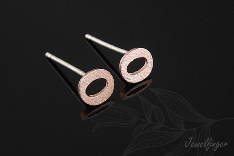 K1275-Pink Gold Plated (1pairs)-Sand Grinding Treatment-Initial O-Initial Earrings-Silver Post, [PRODUCT_SEARCH_KEYWORD], JEWELFINGER-INBEAD, [CURRENT_CATE_NAME]