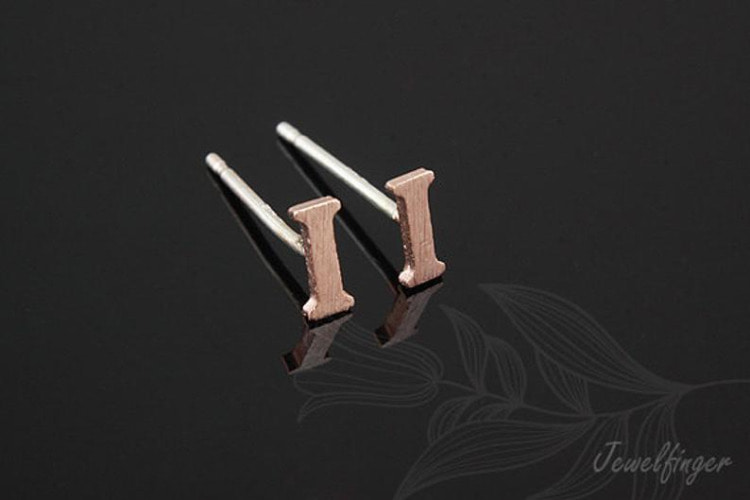 [W] K1269-Pink Gold Plated (10pairs)-Sand Grinding Treatment-Initial I-Initial Earrings-Silver Post, [PRODUCT_SEARCH_KEYWORD], JEWELFINGER-INBEAD, [CURRENT_CATE_NAME]