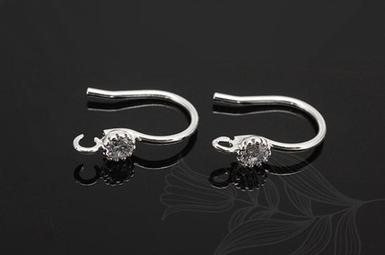 E659-Rhodium Plated (1pairs)-Crystal Ear Hook-CZ Ear Hook, [PRODUCT_SEARCH_KEYWORD], JEWELFINGER-INBEAD, [CURRENT_CATE_NAME]