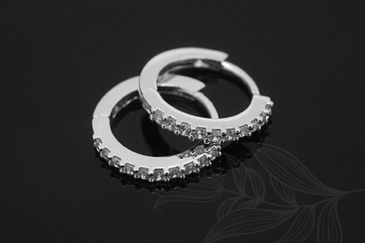 [W] M1527-Rhodium Plated (10pairs)-CZ 13 mm-Cubic Round Leverback Earrings-Earrings Components-Ni Free, [PRODUCT_SEARCH_KEYWORD], JEWELFINGER-INBEAD, [CURRENT_CATE_NAME]
