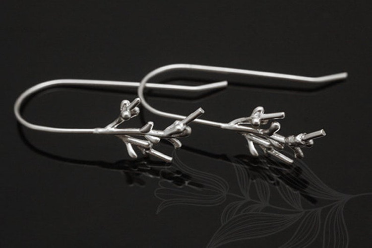 M1583-Matt Rhodium Plated (1pairs)-Branch Ear Hook, [PRODUCT_SEARCH_KEYWORD], JEWELFINGER-INBEAD, [CURRENT_CATE_NAME]