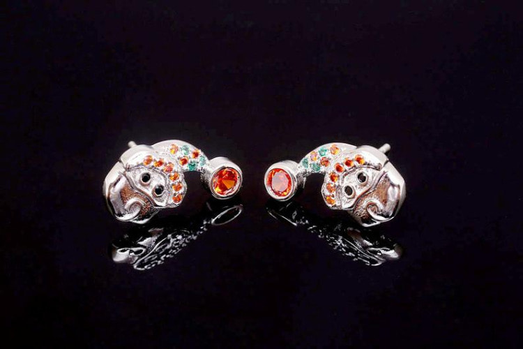 [W] H1382-Rhodium Plated (10pairs)-Multi Color Cubic Santa Earring-Christmas Earrings-Silver Post, [PRODUCT_SEARCH_KEYWORD], JEWELFINGER-INBEAD, [CURRENT_CATE_NAME]