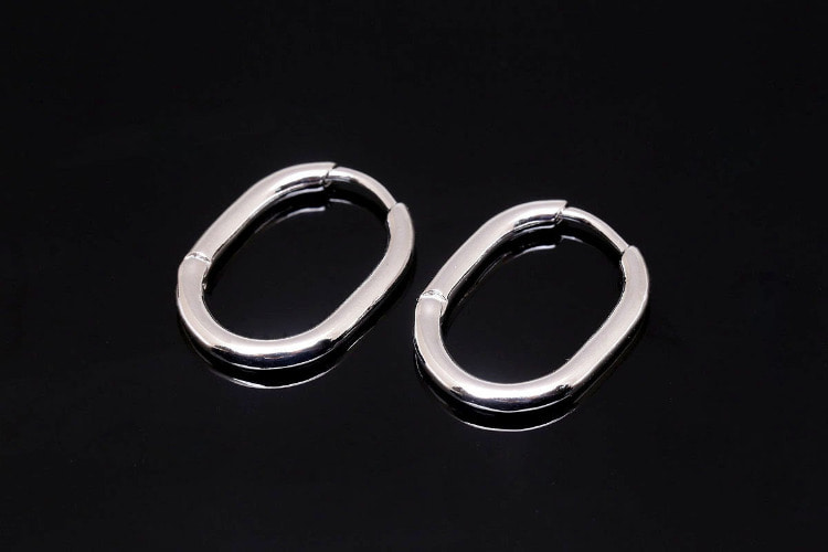 [W] H1393-Rhodium Plated (10pairs)-15*20mm Lever Back Earrings-Oval Round Hoop- Earring component -Nickel free, [PRODUCT_SEARCH_KEYWORD], JEWELFINGER-INBEAD, [CURRENT_CATE_NAME]