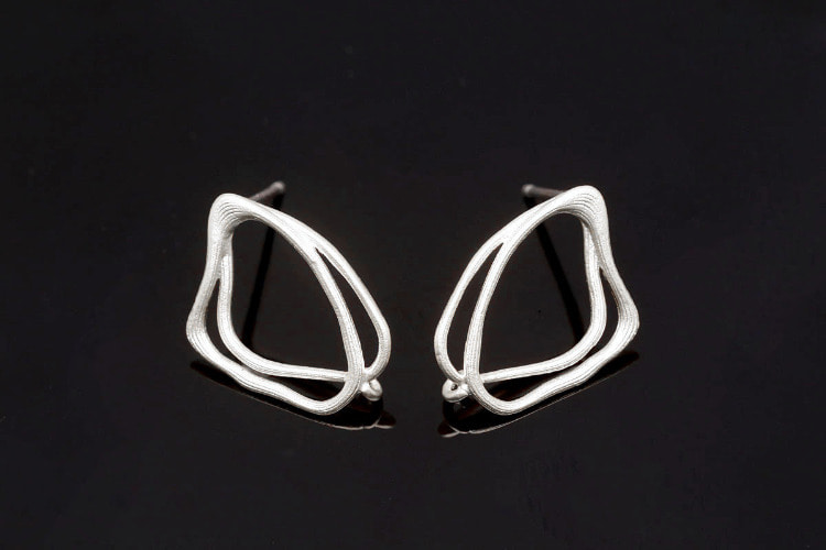 H1412-Matt Rhodium Plated (1pairs)-11*15.5mm Outline Earrings-Silver Post, [PRODUCT_SEARCH_KEYWORD], JEWELFINGER-INBEAD, [CURRENT_CATE_NAME]