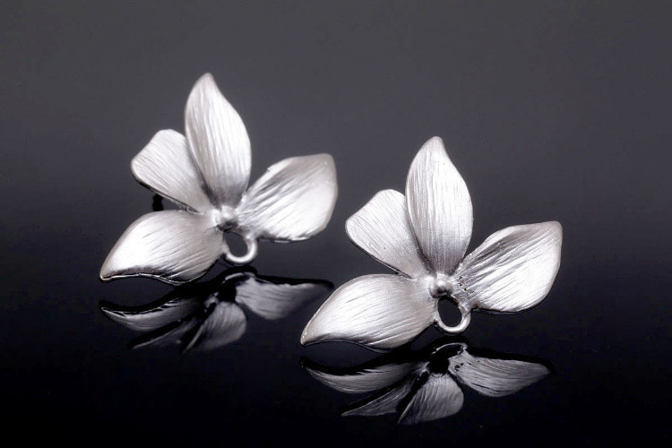 E817-Matt Rhodium Plated (1pairs)-Wild Orchid Earrings-Silver Post, [PRODUCT_SEARCH_KEYWORD], JEWELFINGER-INBEAD, [CURRENT_CATE_NAME]