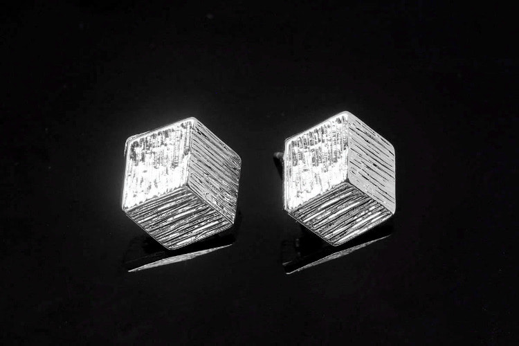 H1422-Rhodium Plated (1pairs)-Cuboid Ear Post-Titanium Post, [PRODUCT_SEARCH_KEYWORD], JEWELFINGER-INBEAD, [CURRENT_CATE_NAME]