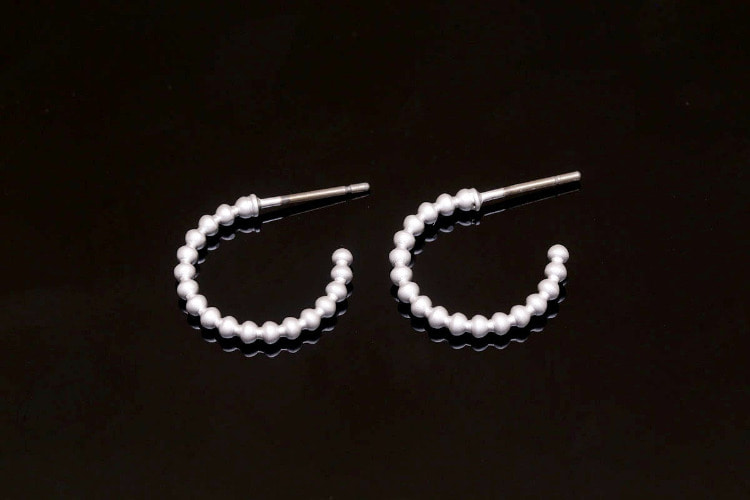 B159-Matt Rhodium Plated (1pairs)-15.5mm Half Circle Earrings-Titanium Post, [PRODUCT_SEARCH_KEYWORD], JEWELFINGER-INBEAD, [CURRENT_CATE_NAME]
