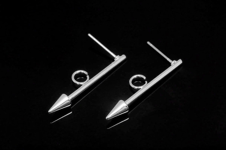 H1427-Rhodium Plated (1pairs)-29mm Arrow Earrings-Titanium Post, [PRODUCT_SEARCH_KEYWORD], JEWELFINGER-INBEAD, [CURRENT_CATE_NAME]