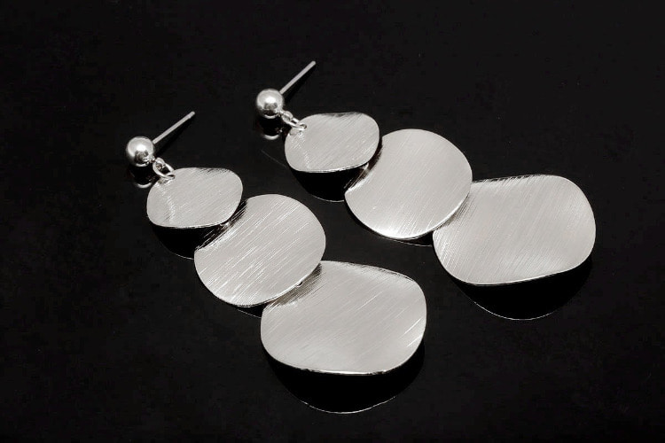 H729-Rhodium Plated (1pairs)-Hammered Disc Earrings-Wave Circle Earrings-Ni Free Post, [PRODUCT_SEARCH_KEYWORD], JEWELFINGER-INBEAD, [CURRENT_CATE_NAME]