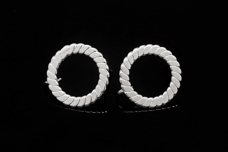 H1085-Rhodium Plated (1pairs)-18mm Rope Hoop Earrings-Twisted Circle Earrings-Open Circle Earrings-Titanium Pos, [PRODUCT_SEARCH_KEYWORD], JEWELFINGER-INBEAD, [CURRENT_CATE_NAME]