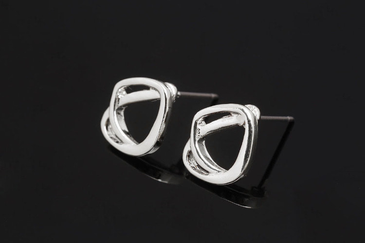H592-Rhodium Plated (1pairs)-10.5*12mm Post Earrings-Titanium Post, [PRODUCT_SEARCH_KEYWORD], JEWELFINGER-INBEAD, [CURRENT_CATE_NAME]