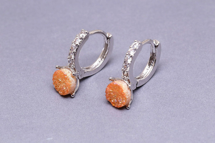 DZ018-Rhodium Plated (1pairs)-Special Titanium Druzy Agate Earrings-Champagne-Ni Free, [PRODUCT_SEARCH_KEYWORD], JEWELFINGER-INBEAD, [CURRENT_CATE_NAME]