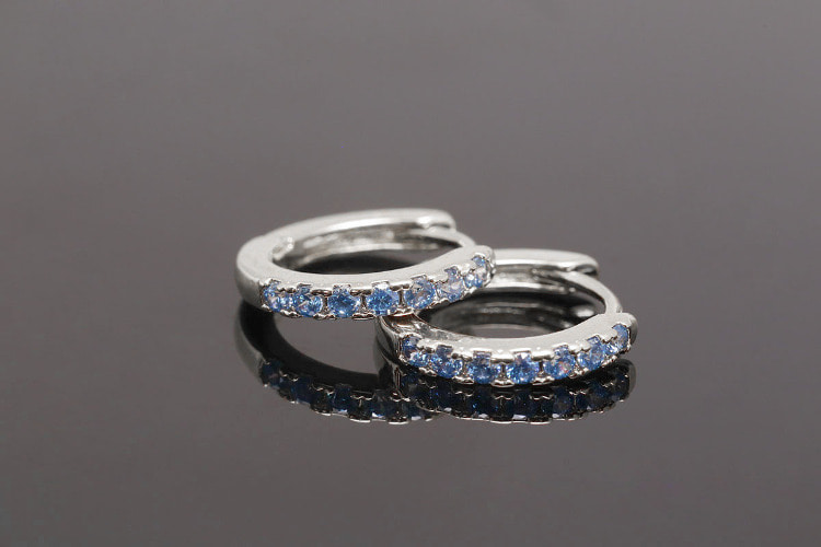 [W] S249-Rhodium Plated (10pairs)-CZ 12 mm-Aquamarine Cubic Lever Back Earrings-Earring component -Nickel free, [PRODUCT_SEARCH_KEYWORD], JEWELFINGER-INBEAD, [CURRENT_CATE_NAME]