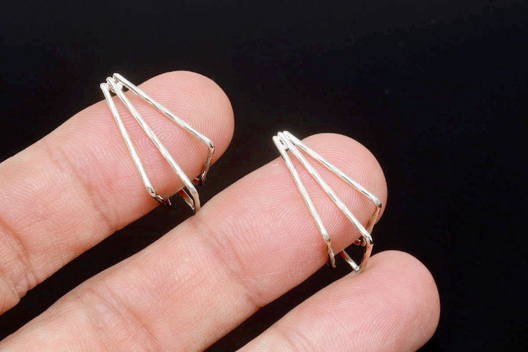 [W] E644-Rhodium Plated (10pairs)-Cutting Wire Earrings-Titanium Post, [PRODUCT_SEARCH_KEYWORD], JEWELFINGER-INBEAD, [CURRENT_CATE_NAME]