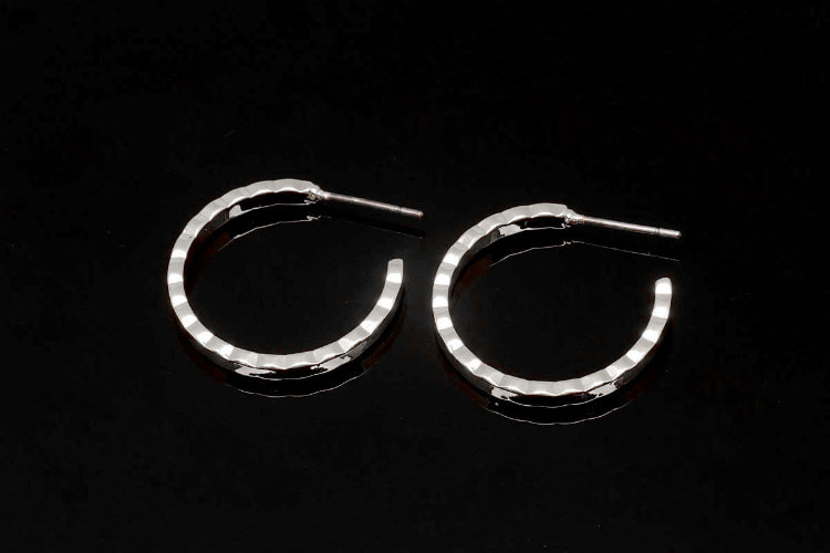 [W] M1208-Rhodium Plated (10pairs)-22.5mm Edge Cutting Circle Earrings-Titanium Post, [PRODUCT_SEARCH_KEYWORD], JEWELFINGER-INBEAD, [CURRENT_CATE_NAME]