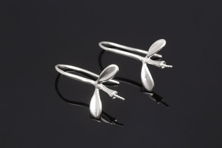 [W] E620-Matt Rhodium Plated (10pairs)-18mm Leaf Earrings-For Half Drilled Beads Ear post, [PRODUCT_SEARCH_KEYWORD], JEWELFINGER-INBEAD, [CURRENT_CATE_NAME]