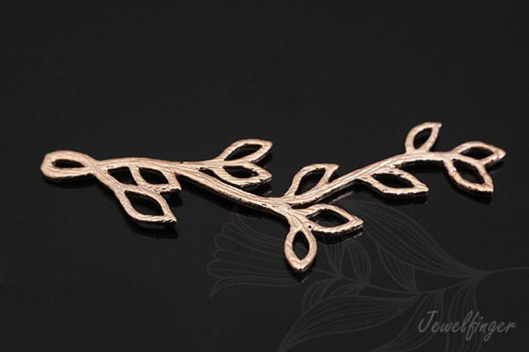 B374-Pink Gold Plated-(2pcs)-Leaf Pendant-Jewelry Making-Wholesale Jewelry Finding-Jewelry Supplies-Wholesale Pendant, [PRODUCT_SEARCH_KEYWORD], JEWELFINGER-INBEAD, [CURRENT_CATE_NAME]