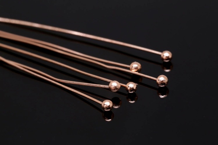 B474-5 gram-05*50 mm-Ballpin-Pink gold plated-soft type, [PRODUCT_SEARCH_KEYWORD], JEWELFINGER-INBEAD, [CURRENT_CATE_NAME]