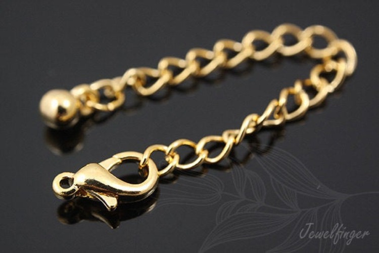 B218-10set-Lobster clasp &amp; 2mm ball Extender 50mm-Gold plated, [PRODUCT_SEARCH_KEYWORD], JEWELFINGER-INBEAD, [CURRENT_CATE_NAME]