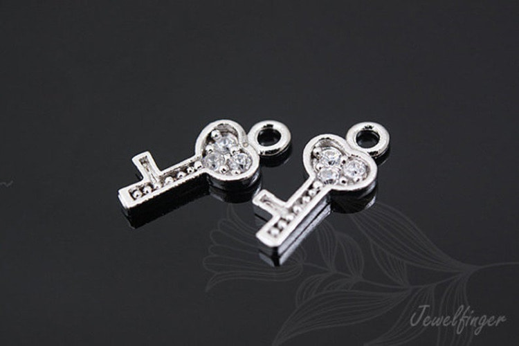 [W]M420-Rhodium Plated-(20pcs)-CZ Heart Key-Jewelry Making-Wholesale Jewelry Finding-Jewelry Supplies, [PRODUCT_SEARCH_KEYWORD], JEWELFINGER-INBEAD, [CURRENT_CATE_NAME]