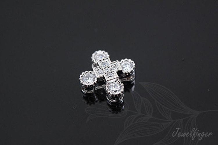 [W] M394-Rhodium Plated-CZ Cross Charms (20pcs), [PRODUCT_SEARCH_KEYWORD], JEWELFINGER-INBEAD, [CURRENT_CATE_NAME]