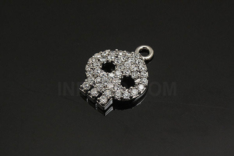 H107-Black Plated-(1pcs)-CZ Pretty Skull-Jewelry Making-Wholesale Jewelry Finding-Jewelry Supplies-Wholesale Charm, [PRODUCT_SEARCH_KEYWORD], JEWELFINGER-INBEAD, [CURRENT_CATE_NAME]