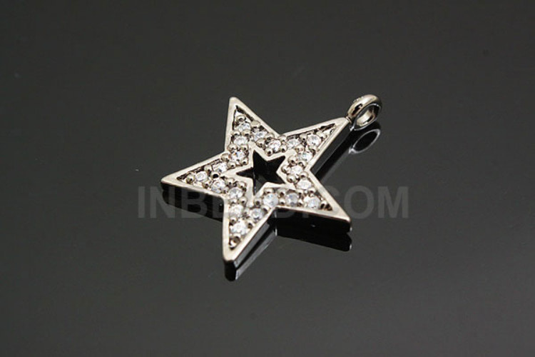 E787-Black Plated-(1pcs)-CZ Star Charm-Jewelry Making-Wholesale Jewelry Finding-Jewelry Supplies-Wholesale Pendant, [PRODUCT_SEARCH_KEYWORD], JEWELFINGER-INBEAD, [CURRENT_CATE_NAME]