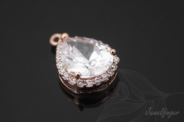 [W]C998-Pink Gold Plated-(10 piece)-CZ Drop Pendant-Jewelry Making-Wholesale Jewelry Finding-Jewelry Supplies-Wholesale Pendant, [PRODUCT_SEARCH_KEYWORD], JEWELFINGER-INBEAD, [CURRENT_CATE_NAME]