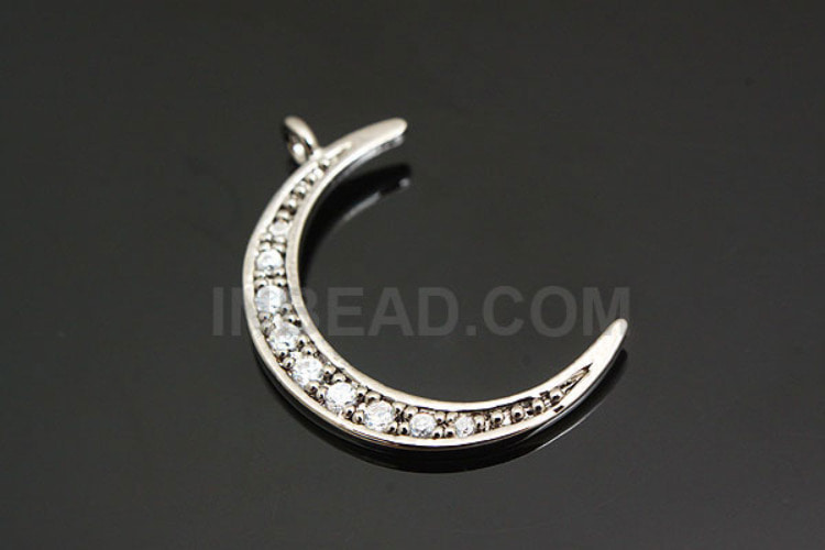 H385-Black Plated-(1pcs)-CZ Crescent Moon Pendant-Jewelry Making-Wholesale Jewelry Finding-Jewelry Supplies-Wholesale Pendant, [PRODUCT_SEARCH_KEYWORD], JEWELFINGER-INBEAD, [CURRENT_CATE_NAME]