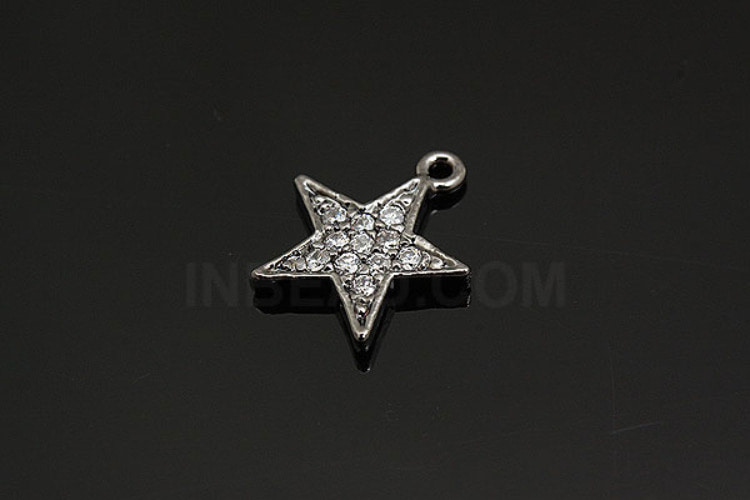 [W]M106-Black Plated-(10pcs)-CZ Star Charm-Jewelry Making-Wholesale Jewelry Finding-Jewelry Supplies-Wholesale Pendant, [PRODUCT_SEARCH_KEYWORD], JEWELFINGER-INBEAD, [CURRENT_CATE_NAME]