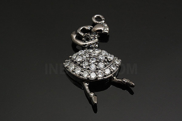 K1026-Black Plated-(1pcs)-CZ Ballerina Charm-Jewelry Making-Wholesale Jewelry Finding-Jewelry Supplies-Wholesale Pendant, [PRODUCT_SEARCH_KEYWORD], JEWELFINGER-INBEAD, [CURRENT_CATE_NAME]