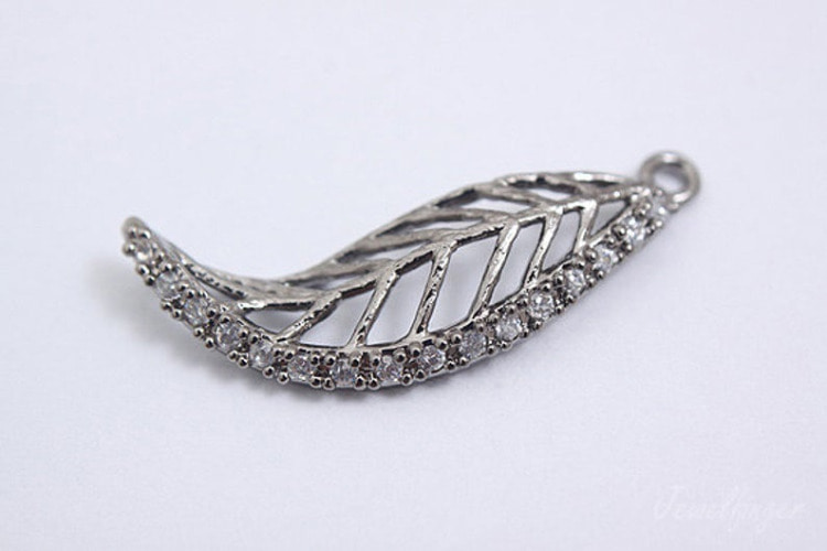 [W]M537-Black Plated-(10pcs)-8*26mm CZ Leaf Pendant-Jewelry Making-Wholesale Jewelry Finding-Jewelry Supplies-Wholesale Pendant-S, [PRODUCT_SEARCH_KEYWORD], JEWELFINGER-INBEAD, [CURRENT_CATE_NAME]